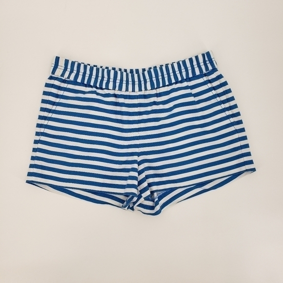𝅺j. Crew Factory Blue Striped Pull On Shorts with Side Pockets, Size 8 - Picture 1 of 6